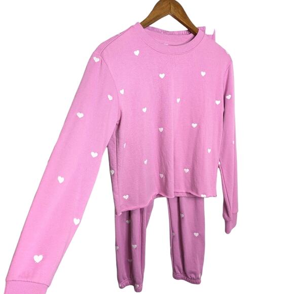 Spiritual Gangster Sweatshirt Set XS Hearts Vintage Terry Pink Pants Sweater - Picture 3 of 14